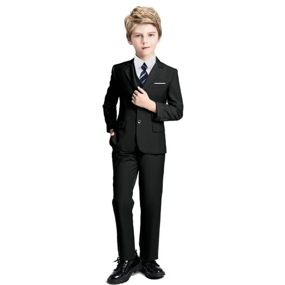 Toddler Suits for Boys Tuxedo Suit Boys' Ring Bearer Suits Black Kids Wedding Outfit Boys Dress Clothes Dress Up Size 4T