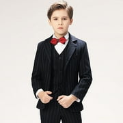 Toddler Suits for Boys Tuxedo Suit Boys' Ring Bearer Suits Black Stripes Kids Wedding Outfit Boys Dress Clothes Dress Up Size 5