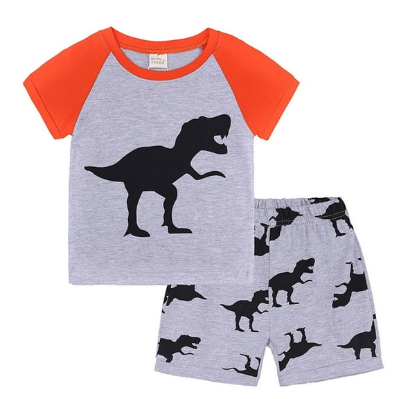 Toddler Summer Boys Outfits Dinosaur Print Pajama Short Sleeve Shorts Set Casual Sleepwear 1-6T
