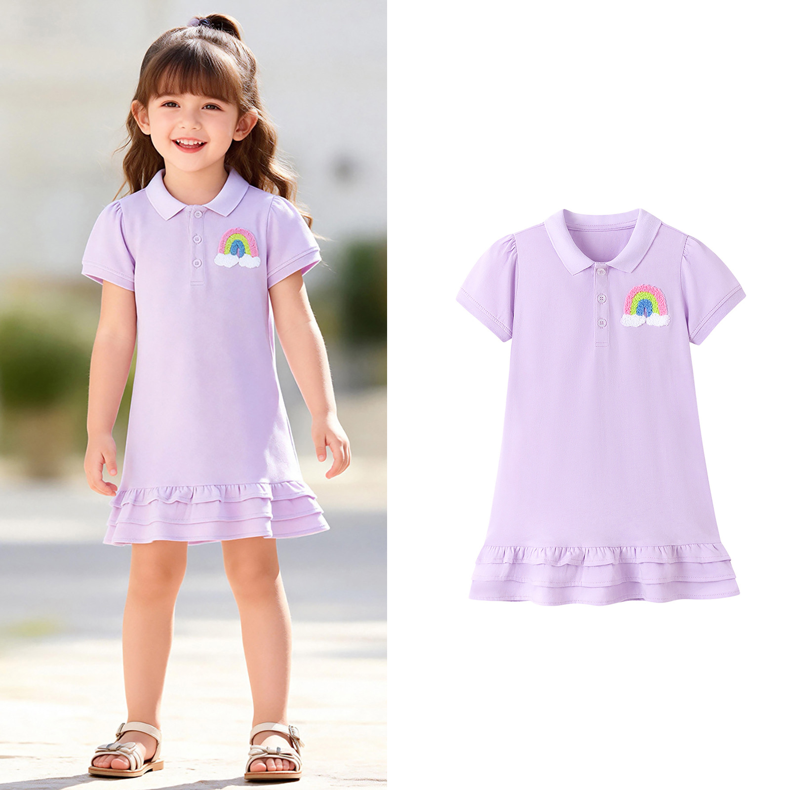 Toddler Summer Dresses for Girls Short Sleeve Polo Dress Cute Embroidered Girls Casual Dresses Girls Dresses Size 2-3 Years