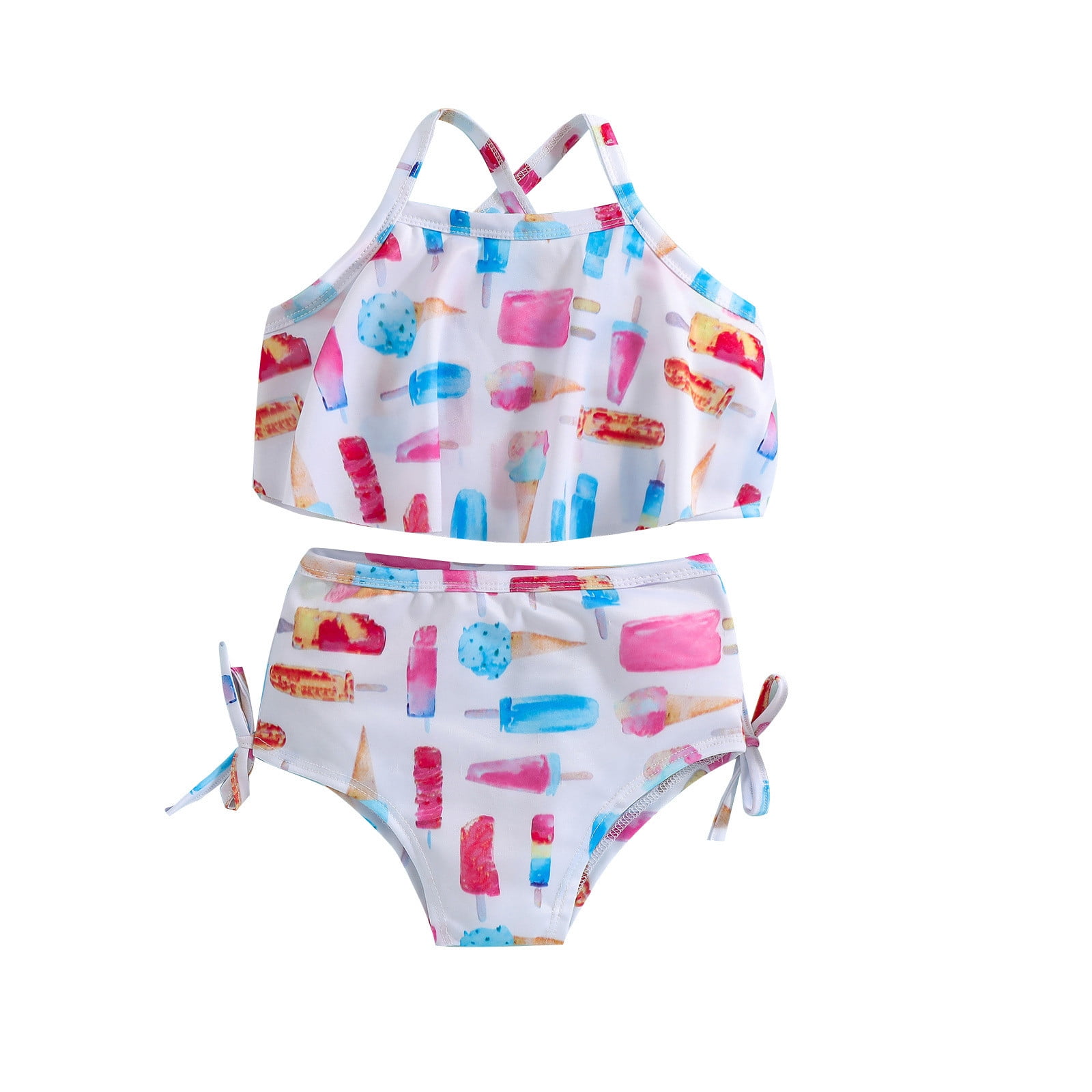 Toddler Summer Girls Cartoon Print Holiday Two Piece Swimwear Swimsuit