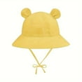 thumbnail image 1 of Toddler Summer Hat Kids Boys and Girls Summer Outdoor Wide Brim Sun Hat with Adjustable Drawstring and Cartoon Bear Ears Baby Girl Sun Hat Yellow 2 Years-4 Years, 1 of 2