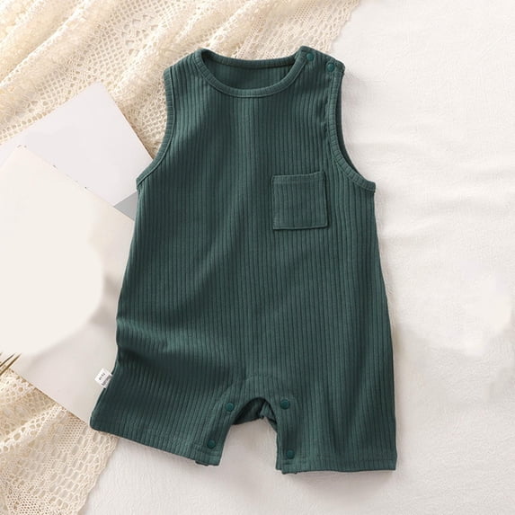 Toddler Summer Jumpsuit Children's Solid Color Round Neck Sleeveless Jumpsuit Baby Summer Breathable Bag Fart Jacket Baby Girl Outfits 0-3 Months