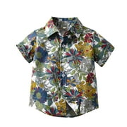Toddler Summer Kids Boy Casual Clothes Short Sleeve Floral T-Shirt Beach Shirt Tops Outwear Child Clothing Streetwear Dailywear Outwear