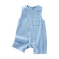 thumbnail image 1 of Toddler Summer Oneise Sleeveless Crew Neck Button Down One Piece Romper Bodysuit Breathable Comfy Jumpsuit (3 Months, Light Blue), 1 of 3