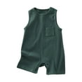 thumbnail image 1 of Toddler Summer Oneise Sleeveless Crew Neck Button Down One Piece Romper Bodysuit Breathable Comfy Jumpsuit (6 Months, Green), 1 of 3