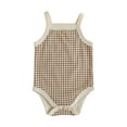 thumbnail image 1 of Toddler Summer Oneises Spaghetti Strap Sleeveless Button Plaid Bodysuit Comfy Breathable One Piece Jumpsuit (3 Months, Khaki), 1 of 4