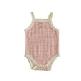thumbnail image 1 of Toddler Summer Oneises Spaghetti Strap Sleeveless Button Plaid Bodysuit Comfy Breathable One Piece Jumpsuit (3 Months, Pink), 1 of 4