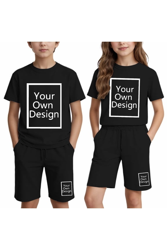 Baby Boy Outfits 2 Piece Short Sleeve Crew Neck Solid Print Breathable T Shirt And Shorts for Outdoor Boys' Clothing Sets Black 2 Years-3 Years