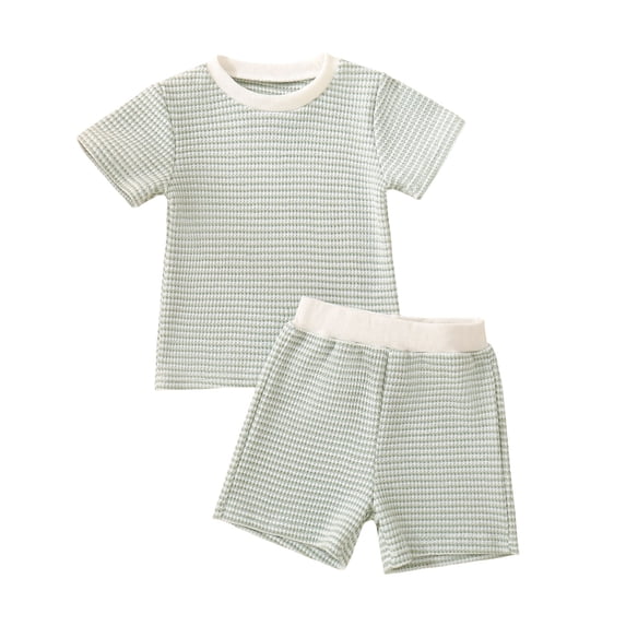 Toddler Summer Outfits Boy Striped Short Sleeve Shirt Shorts Set 2PCS Outfit