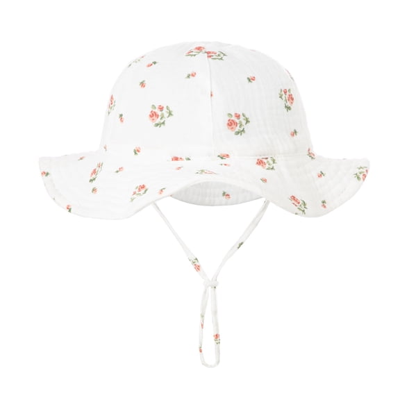 Toddler Sun Hat Baby Fisherman Cap Wide Brim Flower Print Bonnet Hat for Infant Girls Summer-Beach Hat Outdoor Headwear