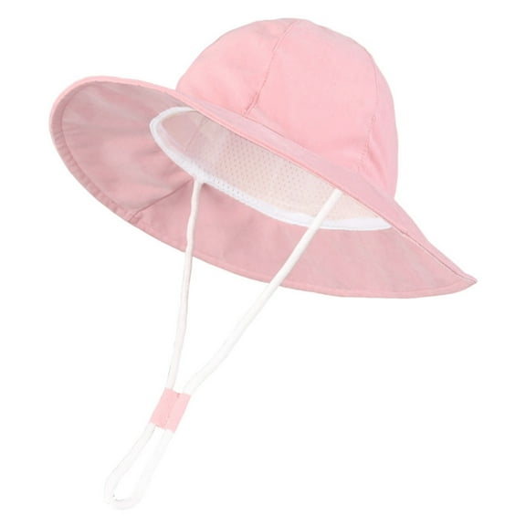 Toddler Sun Hat Baby Toddler Girls Summer Solid Sun Hat with Upf 50  Outdoor Adjustable Beach Hat with Wide Brim Bucket Hat Baby Boy Sun Hat Pink 6 Months-12 Months