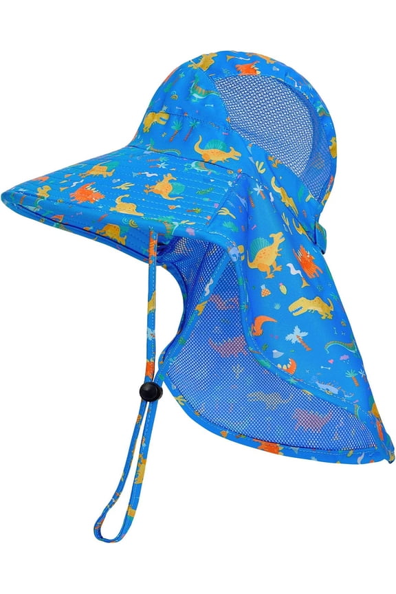 Toddler Sun Hat Boys Girls Kids Sun Hat UPF 50+ Sun Protection Mesh Adjustable Summer Beach Hats with Neck Flap Wide Brim