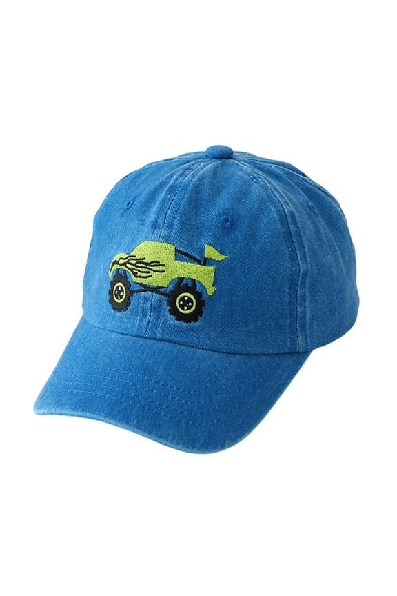 Toddler Sun Hat Kids Toddler Boys Summer Adjustable Breathable Lightweight Baseball Cap with Digger Embroidered Girls Sun Hat Blue 2 Years-8 Years