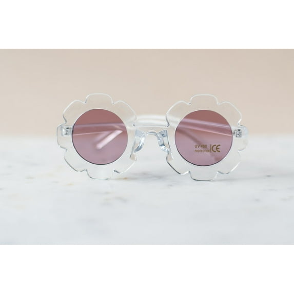 Toddler Sunglasses, Kids Sunglasses, Retro Kids Sunglasses, Daisy Sunglasses, Flower Sunglasses - Clear