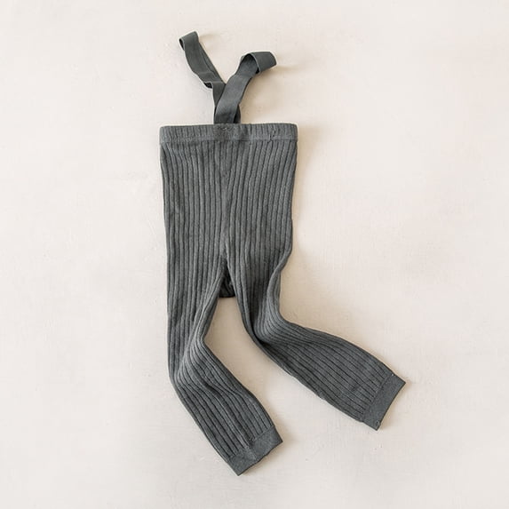 Toddler Suspender Leggings - Soft Stretchy Ribbed Footless Tights for Baby Boys & Girls (1-8Y) - Spring & Summer