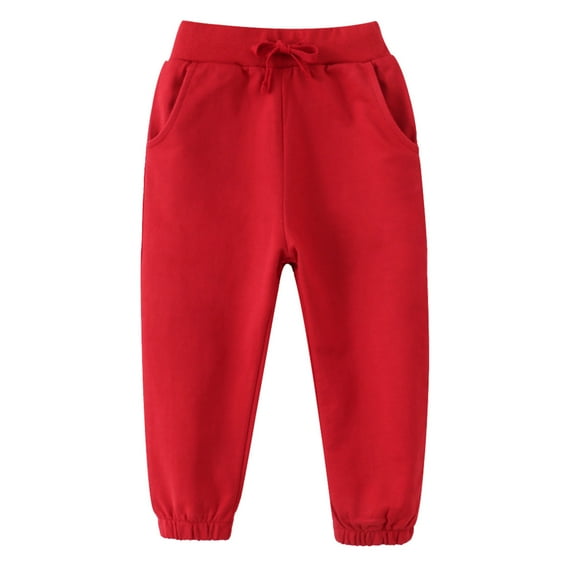 Toddler Sweat Pants Solid Long Fall Winter Pants with Pockets for Big Boys 6-7 Years