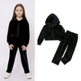 thumbnail image 1 of Toddler Sweat Suits for Girls Velour Black Tracksuit Kids Zipper Cropped Hoodie Sweatpants Sets Girls Outfits 3-4 Years, 1 of 4