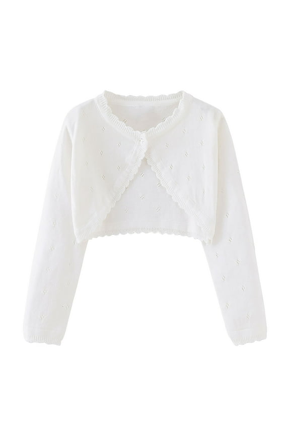 Toddler Sweater Jackets for Girls New Toddler Kids Baby Girls Fashion Cute Color Long Sleeved Thin Style Button Cardigan Coat Style B-10 White 6 Years