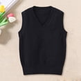 thumbnail image 1 of Toddler Sweater Vest, V Neck Comfort Boy Vest Knit Sweater, Knitted Sleeveless Pullover Girls Clothes Dress Vests Uniform Vest Boys Lightweight Stretch Waistcoat Classic Preppy Style Black, 1 of 6