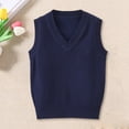 thumbnail image 1 of Toddler Sweater Vest, V Neck Comfort Boy Vest Knit Sweater, Knitted Sleeveless Pullover Girls Clothes Dress Vests Uniform Vest Boys Lightweight Stretch Waistcoat Classic Preppy Style Blue, 1 of 9