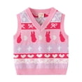 thumbnail image 1 of Toddler Sweater Vests Boys Girls Preppy Outfits Cute School Uniform Sleeveless Knitted Sweaters Tops Pink, 1 Y, 1 of 7