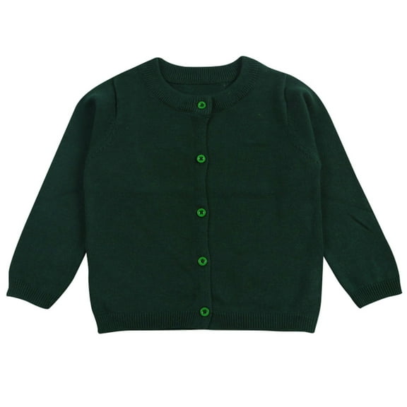 Toddler Sweaters Baby Boys Girls Cardigan Sweatshirt Cotton Button Up Knit Long Sleeve Jacket Fall Tops Dark Green 3
