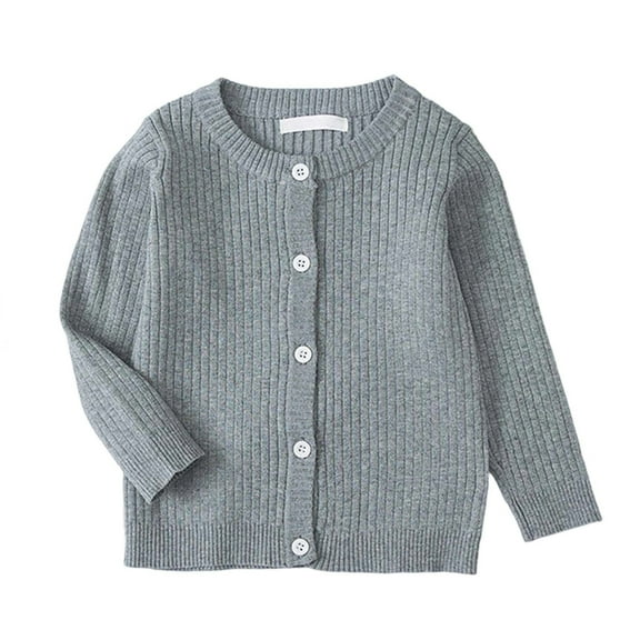 Toddler Sweaters Button Down Long Sleeve Grey Knit Cardigan Sweater Baby Girl Warm Winter Boy Outfits 18-24 Months