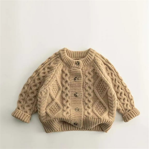 Toddler Sweaters Long Sleeve Tops Button Down Khaki Knit Cardigan Warm Winter Baby Girl Clothes 12-24 Months Sweater Girls