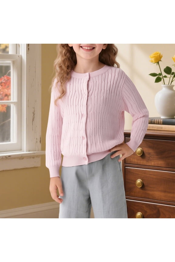 Toddler Sweaters Long Sleeve Tops Button Down Pink Knit Cardigan Warm Fall Winter Clothes 3-4 Years Sweaters Girls