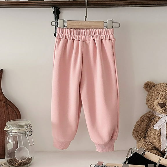 Toddler Sweatpant Pink Pants Boys Adjustable Drawstring Casual Pants With Pockets Girls Solid Pants Kids Spring Fall Sweatpants 5-6 Years