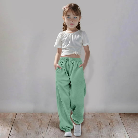 Toddler SweatpantDrawstring Pants with Pockets Boys Solid Pants Mint Green Sweatpants for Boys Little Girls Clothes 13-14 Years