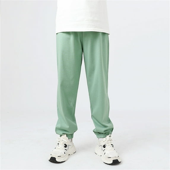 Toddler SweatpantDrawstring Pants with Pockets Girls Solid Pants Light Green Sweatpants Girls Kids Spring Fall Pants Size 7-8 Years