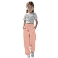 thumbnail image 1 of Teen Girls Sweatpants Drawstring Jogger Sweatpants With Pockets Solid Pants Rose Gold Pants Toddler Kids Spring Fall Sweatpants Size 5-6 Years, 1 of 7