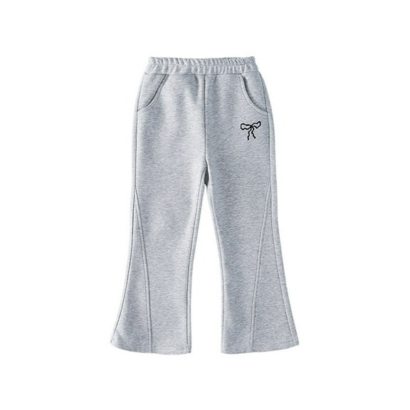 Toddler Sweatpants Girls High Waist Flare Wide Leg Athletic Joggers with Pockets Sweatpants for Toddler 12-18 Months