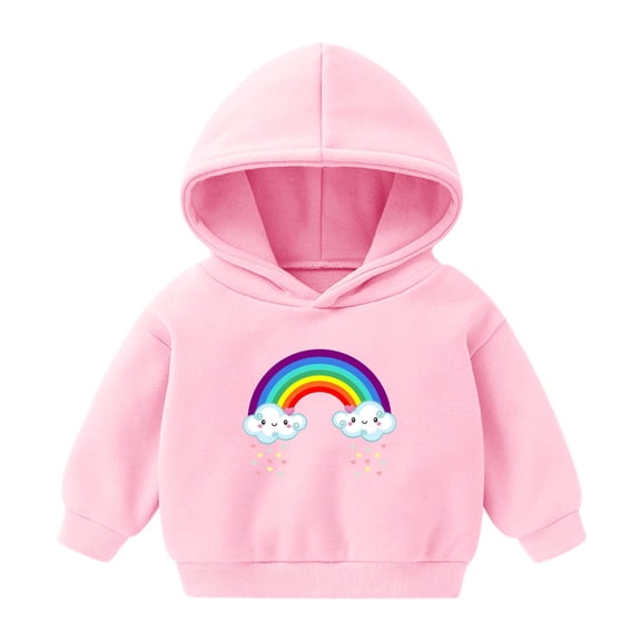 Toddler Sweatshirt 2t Little Girl Cotton Rainbow Long Sleeve Hoodies Sweatshirts Fashion Pullover Graphic Tops 1-7T, Pink, 3 Years