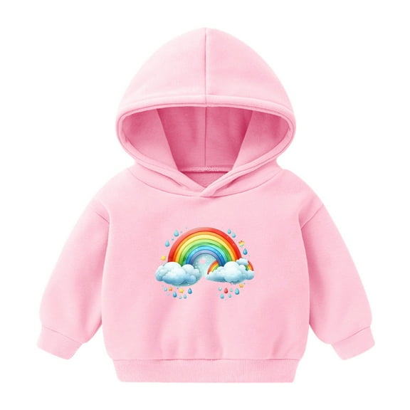 Toddler Sweatshirt 2t Little Girl Cotton Rainbow Long Sleeve Hoodies Sweatshirts Fashion Pullover Graphic Tops 1-7T, Pink, 6 Years