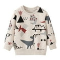 thumbnail image 1 of Toddler Sweatshirt Boy 3t Crewneck Long Sleeve Shirt Dinosaur Print Funny Outwear Coat Toddler Boy Clothes Light Gray,18-24M, 1 of 4