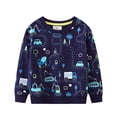 thumbnail image 1 of Toddler Sweatshirt Boys 4t Cartoon Dinosaur Long Sleeve Shirt Crew Neck Comfy Pullover Top Fall Clothes for Boys Navy,6-7Y, 1 of 4