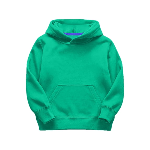 Toddler Sweatshirt Child Kids Solid Long Sleeve Patchwork Thickened Warm Hooded Pullover Blouse Tops Boys Hoodie Green 90