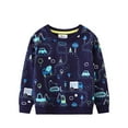 thumbnail image 1 of Toddler Sweatshirt Cotton Crewneck Pullover Cartoon Car Pattern Tops Tees Kids 2-7 Years, 1 of 4