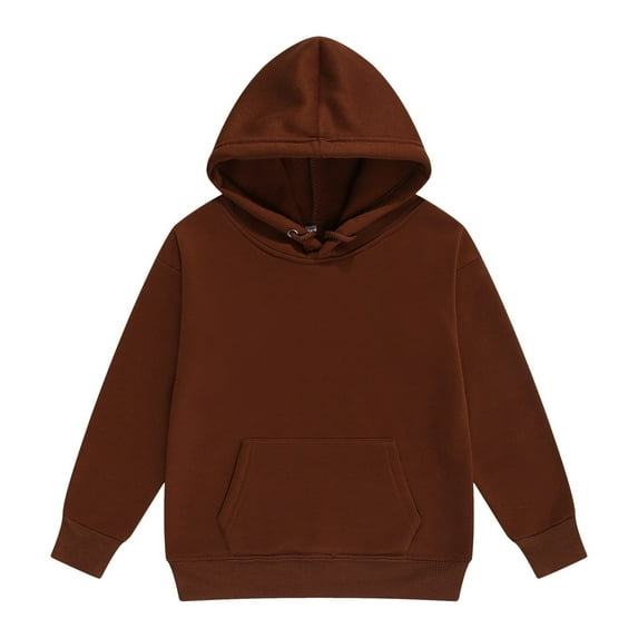 Toddler Sweatshirt Fashion Kids Comfort Long Sleeve Loose Fit Pullover Casual Holiday Kids Hoodie Coffee 5 Years-6 Years
