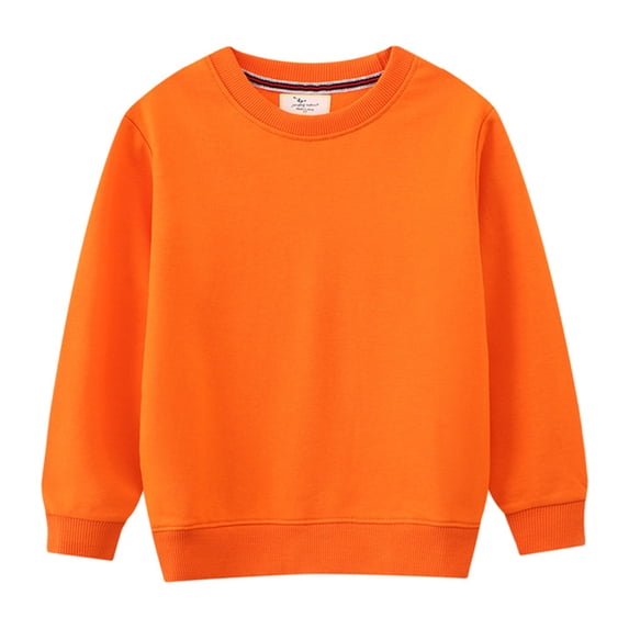 Toddler Sweatshirt Girl Fall Crewneck Solid Long Sleeve Tops Shirts Clothes Loose Summer Tops To Big Kid Sizes Orange,18-24 Months