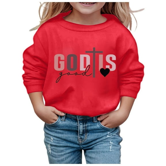 Toddler Sweatshirt Girl Floral Graphic Long Sleeve Hooded Sweatshirt Comfy Pullover Hoodie Fall Winter Coat for Baby Girls Red,4-5 Years
