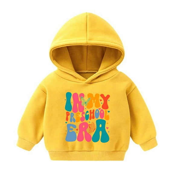 Toddler Sweatshirt Girls 4t Letter Long Sleeve Hoodies Sweatshirts Fashion Pullover Graphic Tops 3-7T, Yellow, 7 Years
