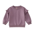 thumbnail image 1 of Toddler Sweatshirt,Sweatshirt Fall Winter Solid Color Ruffles Long Sleeve Casual Sweatshirt for Children,Baby Sweatshirt,Purple,12-18 Months, 1 of 4