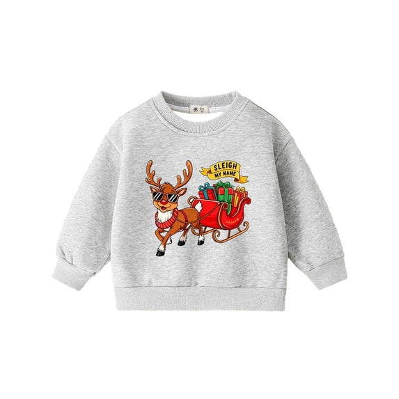 Toddler Sweatshirts for Girls Crew Neck Christmas Reindeer Print Pullover Long Sleeve Casual Soft Top Winter Outfit Trendy Cute Sweatshirt Size 2-3T