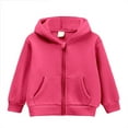 thumbnail image 1 of Toddler Sweatshirts Girls Fall Winter Thick Hoodies Long Sleeve Zipper Up Coats Solid Color Hooded Sweatshirt Winter Basic Jacket Casual Outerwear Fall Coats,Hot Pink,4-5 Years, 1 of 3