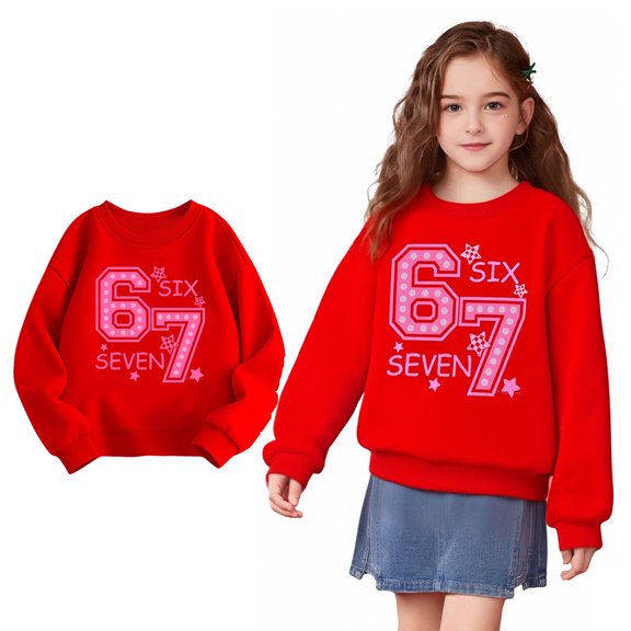 Toddler Sweatshirts Love Print Six Seven 6 7 Sweatshirt Long Sleeve Pullover Sweatshirt Fall Winter Clothes Girls 2-3 Years Clothes