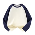 thumbnail image 1 of Toddler Sweatshirts Raglan Solid Color Long Sleeve Comfortable Crewneck Pullover Tops for Boys Thermal Casual T-Shirts Z02-Navy 2-3 Years, 1 of 4